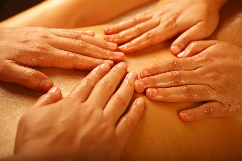 a man getting a 4 hands massage in a london hotel